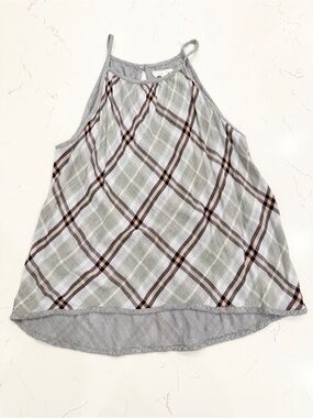 Bella Dahl Plaid Halter Camisole in Gray and Pink
